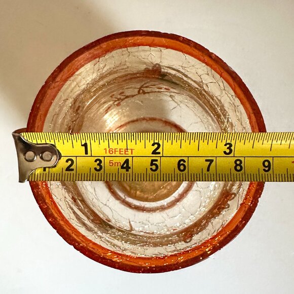 Autumn Leaf Votive Candle Crackle Glass Holder Hurricane with Votive Candle - Picture 10 of 11